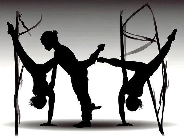 Vecteur gymnastique vectorielle et silhouettes de fitness isolées