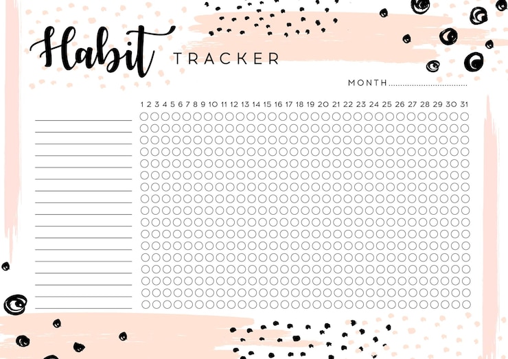 Vecteur habit tracker mensuel planificateur habitude tracker modèle vierge rabot mensuel vector illustration
