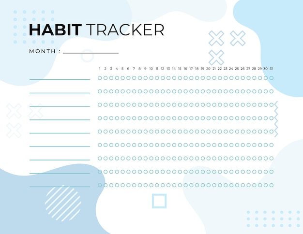 Vecteur habit tracker modèle de suivi des habitudes du planificateur mensuel