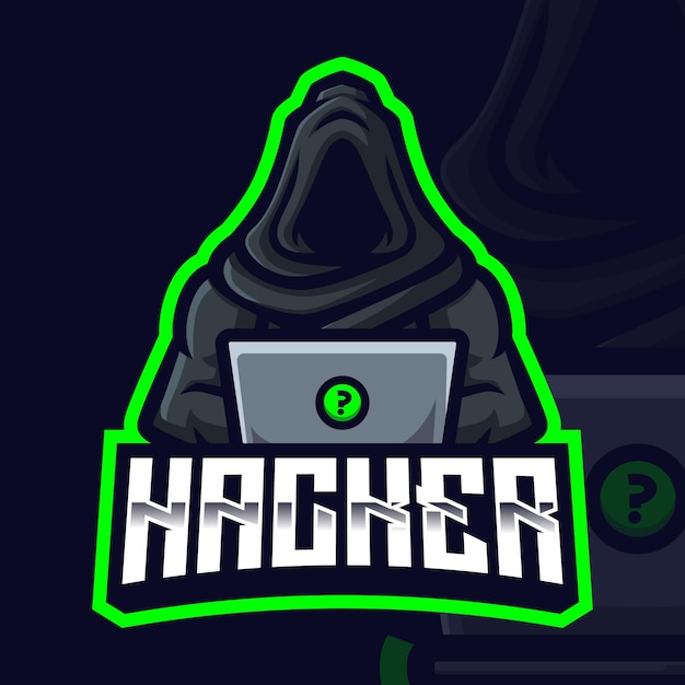 Vecteur hacker mascot gaming logo template pour esports streamer facebook youtube