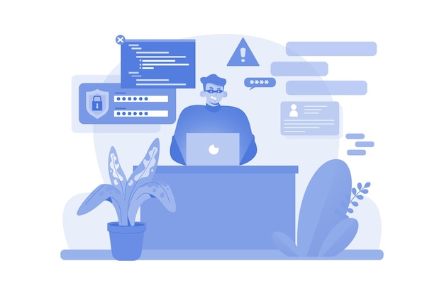 Hacker volant des données d'utilisateur Concept d'illustration sur un fond blanc