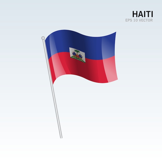 Haïti Agitant Le Drapeau Isolé Sur Fond Gris