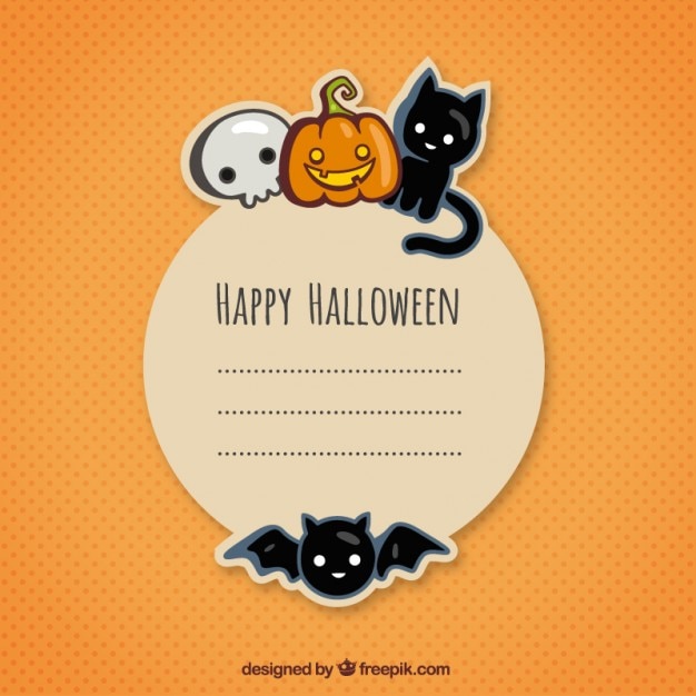 Vecteur halloween carte de voeux dans le style mignon