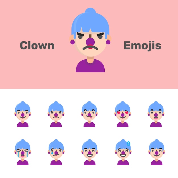 Vecteur halloween clown féminin emojis