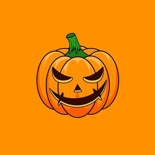Halloween Dessin Animé Contour Citrouille Symbole Principal Happy Halloween Vacances Effrayant Citrouille Effrayant Sourire