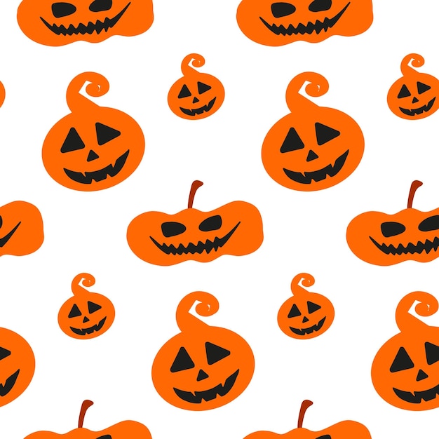 Halloween Doodle Modèle Sans Couture Festif Avec Citrouille Illustration Vectorielle Mignon Pour Décoration Textile Design Saisonnier Emballage De Salle De Jeux Pour Enfants Ou Carte De Voeux Impressions Dessinées à La Main Trick Or Treat