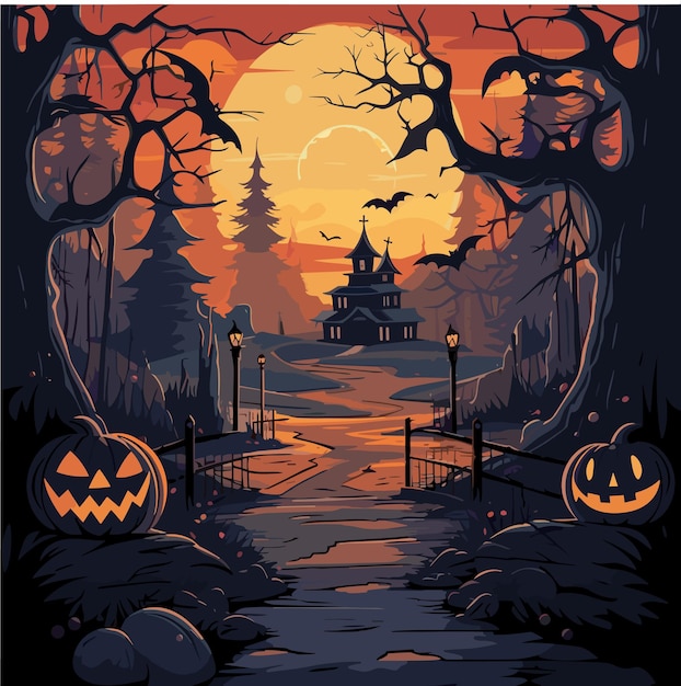 Halloween une illustration vectorielle effrayante et sombre sur le thème de la célébration