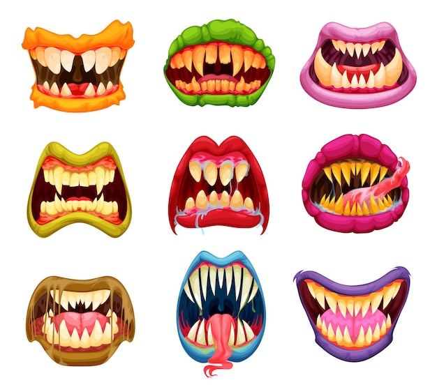 Halloween masque la bouche, les dents et la langue de monstre