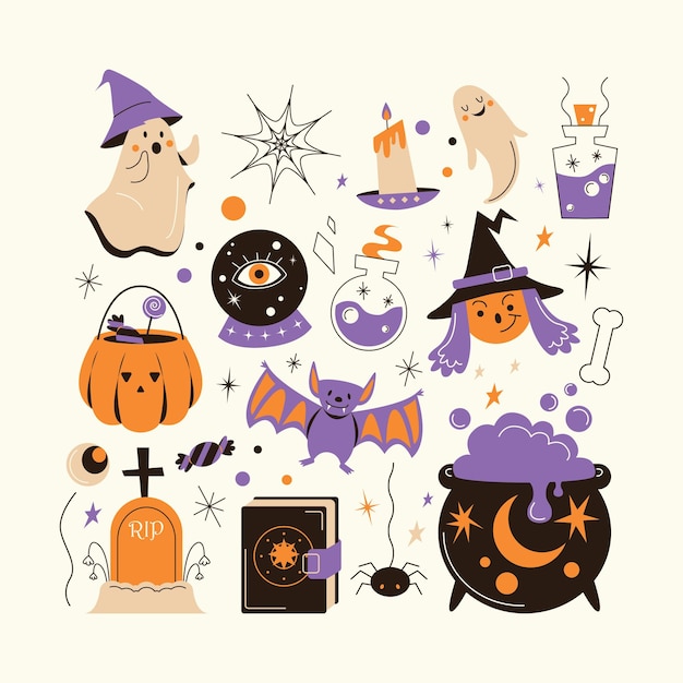 Vecteur halloween_mystère_illustration_ensemble