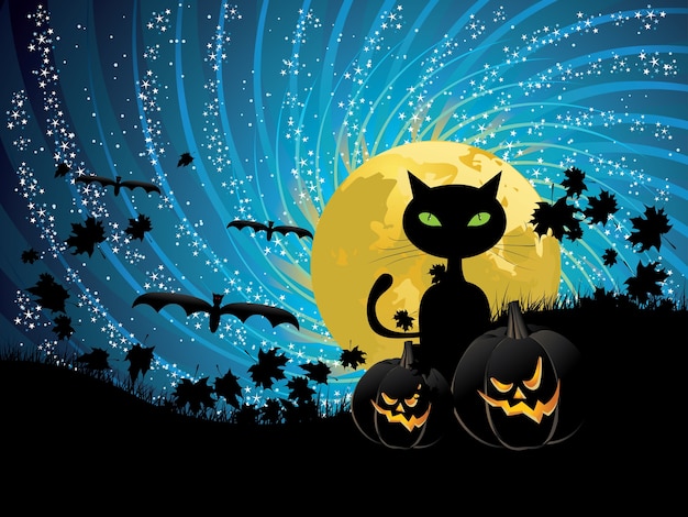 Halloween Party Background Avec Chat