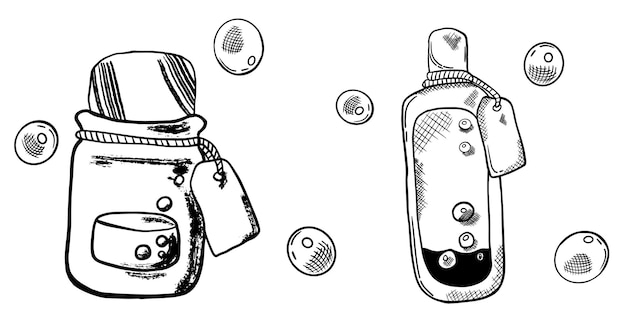 Halloween, potion dans une bouteille. Dessin au trait Halloween dessiné à la main Illustration