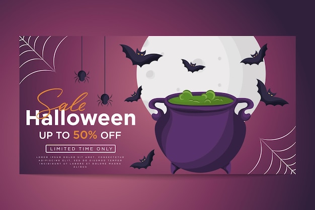 Vecteur halloween sale design de bannière