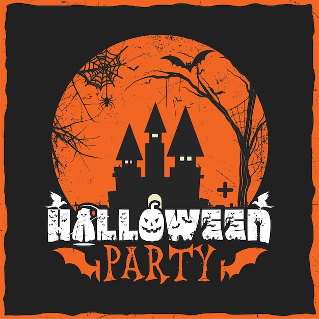 Halloween Scary Party Illustration Impression Devis Rétro Vintage T-shirt Svg Design Vecteur