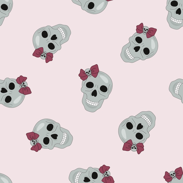 Halloween Seamless Pattern Party Skull