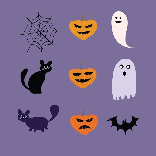 Halloween Set Vector Design Pour Joyeux événement Halloween