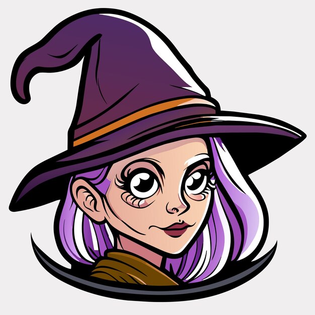 Vecteur halloween sorcière fille twitch épouvantail dessiné à la main dessin animé autocollant icône concept illustration isolée