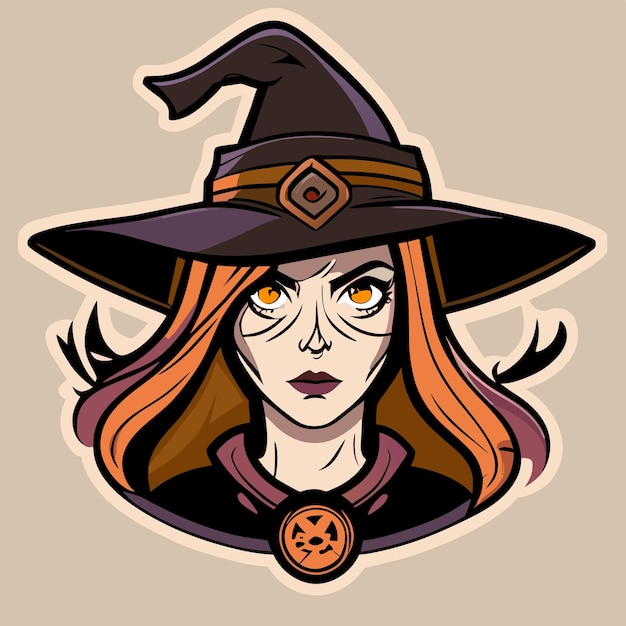 Halloween Sorcière Fille Twitch épouvantail Dessiné à La Main Dessin Animé Autocollant Icône Concept Illustration Isolée