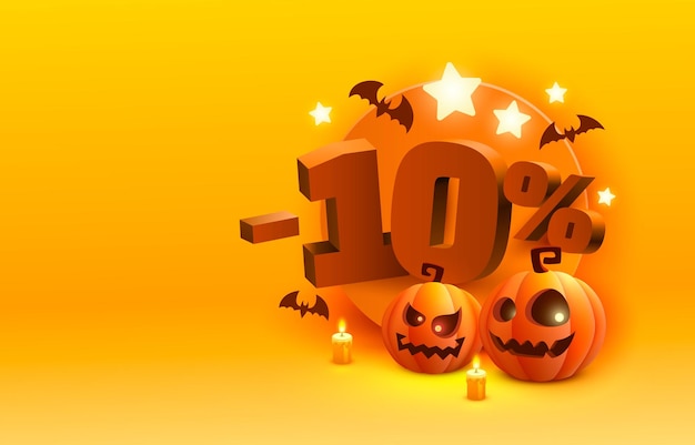 Halloween spécial 10 hors vente bannière promotion flyer marketing étiquette