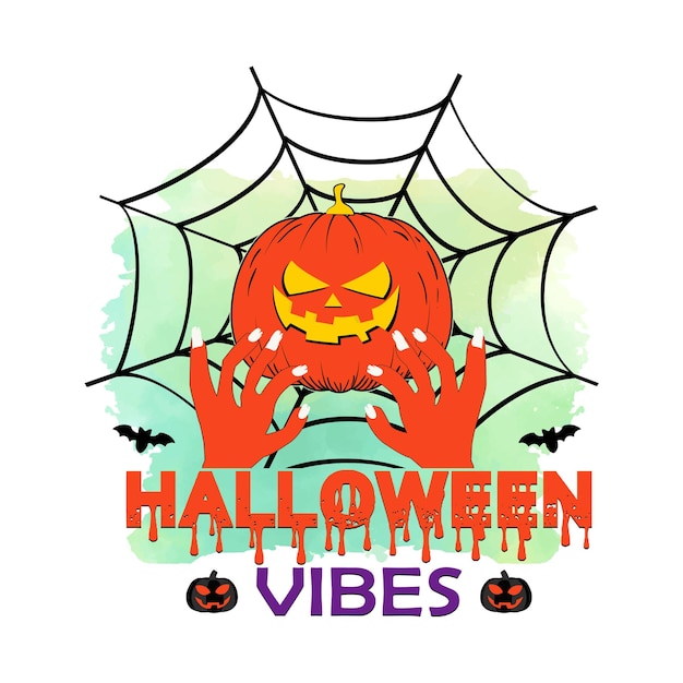 Halloween Vibes Halloween Sublimation Design, parfait sur les t-shirts, les tasses, les cartes et bien plus encore