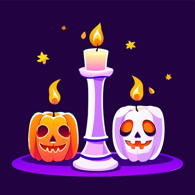 Vecteur halloween yankee candle party dessinée à la main plate autocollant de dessin animé élégant concept d'icône isolé