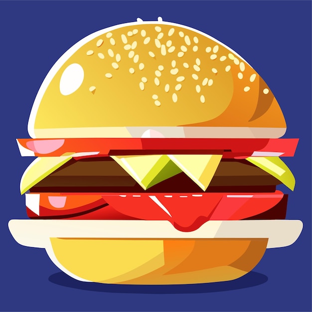 Vecteur hamburger ou cheeseburger avec viande et fromage ou hamburger fastfood avec vecteur de fromage