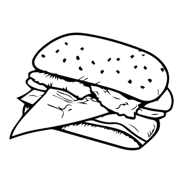 Hamburger dessiné à la main dans un style doodle