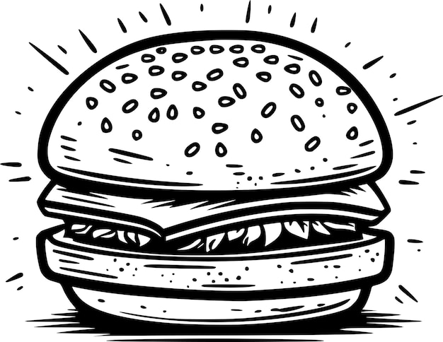 Vecteur hamburger dessiné à la main illustration vectorielle croquis de style rétro