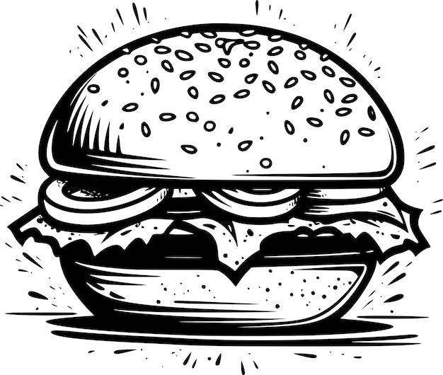 Hamburger Dessiné à La Main Illustration Vectorielle Croquis De Style Rétro