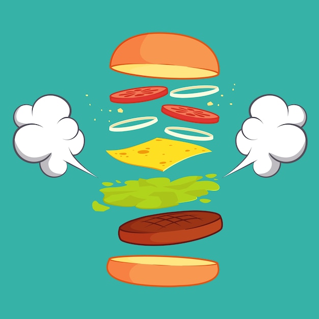 Hamburger Avec Des Ingrédients Mis Design Illustration Vectorielle