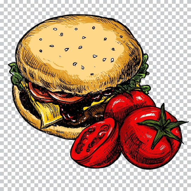 Un Hamburger Avec Une Tomate Et Des Tomates Dessus