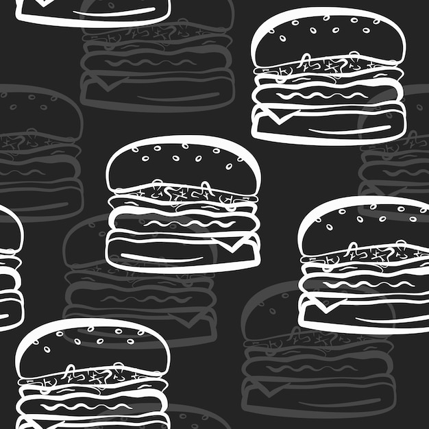 Hamburgers de contour blanc avec motif d'ombre