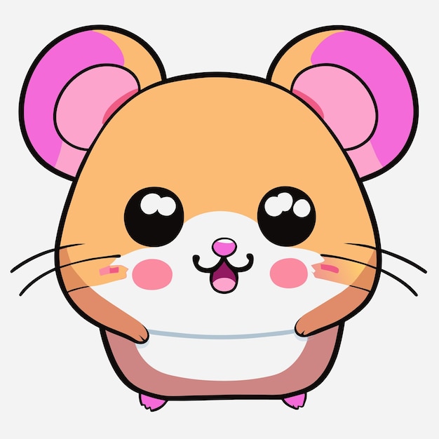 Hamster Chibi Kawaii Dessin Animé Dessiné à La Main Autocollant Icône Concept Illustration Isolée