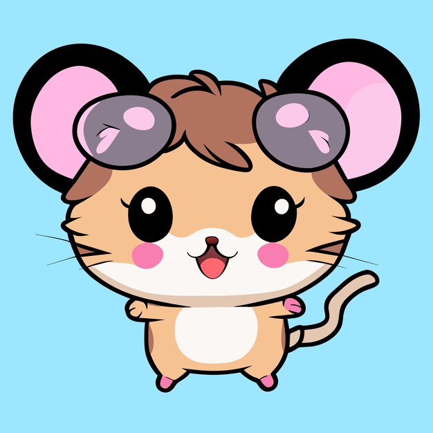 Vecteur hamster chibi kawaii dessin animé dessiné à la main autocollant icône concept illustration isolée