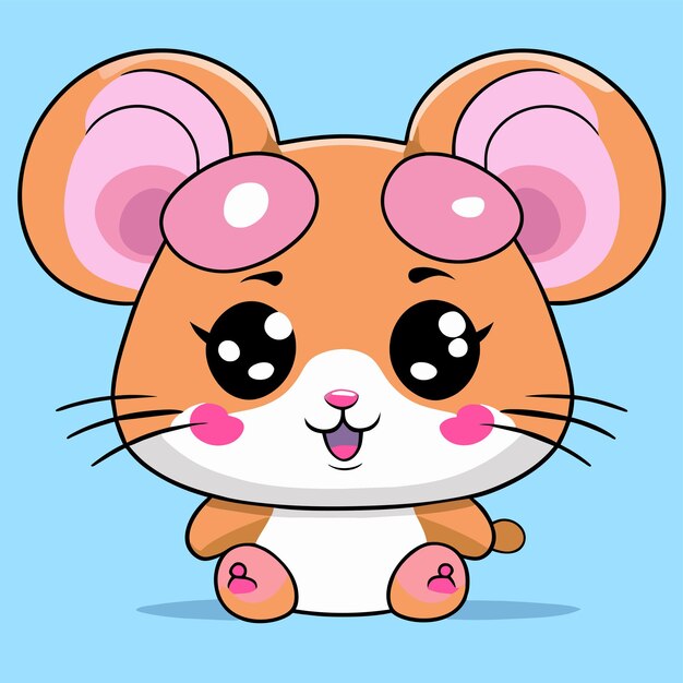 Vecteur hamster chibi kawaii dessin animé dessiné à la main autocollant icône concept illustration isolée