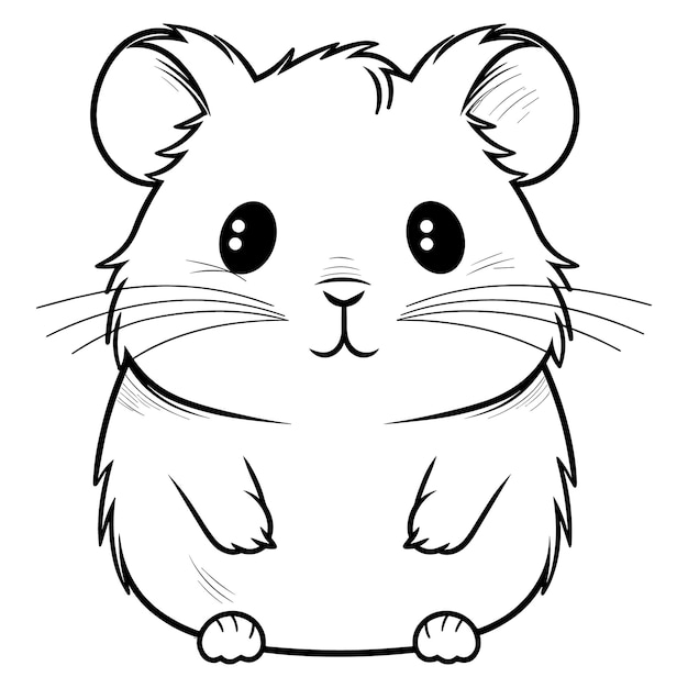 Un hamster de dessin animé avec un contour noir et blanc.