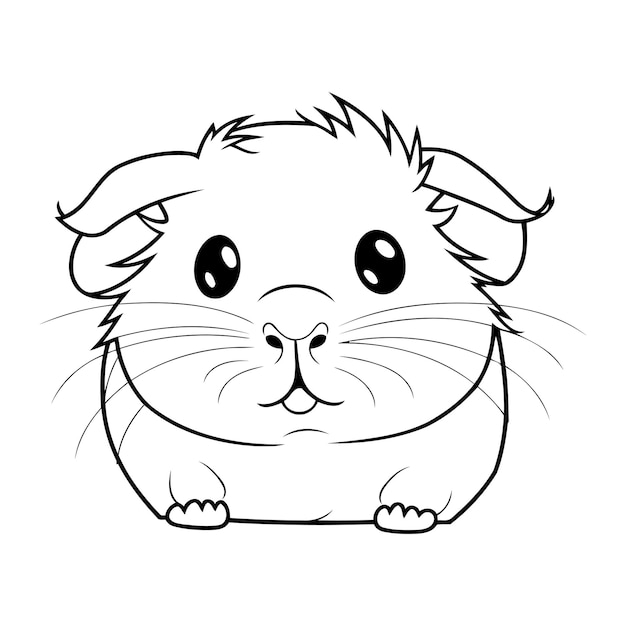 Vecteur hamster de dessin animé mignon illustration vectorielle noir et blanc pour livre de coloriage