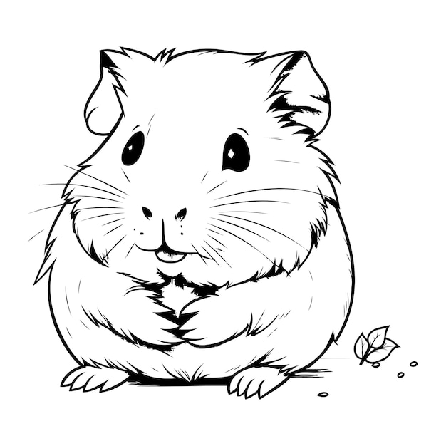 Hamster Illustration Vectorielle En Noir Et Blanc D'un Hamster