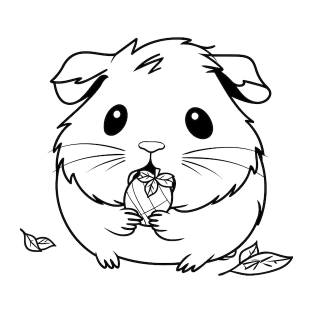 Hamster Mignon Illustration Vectorielle Noir Et Blanc Pour Livre De Coloriage