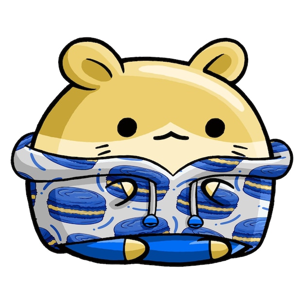 Hamster Mignon Portant Un Pull à Capuche Macaron En Style Cartoon