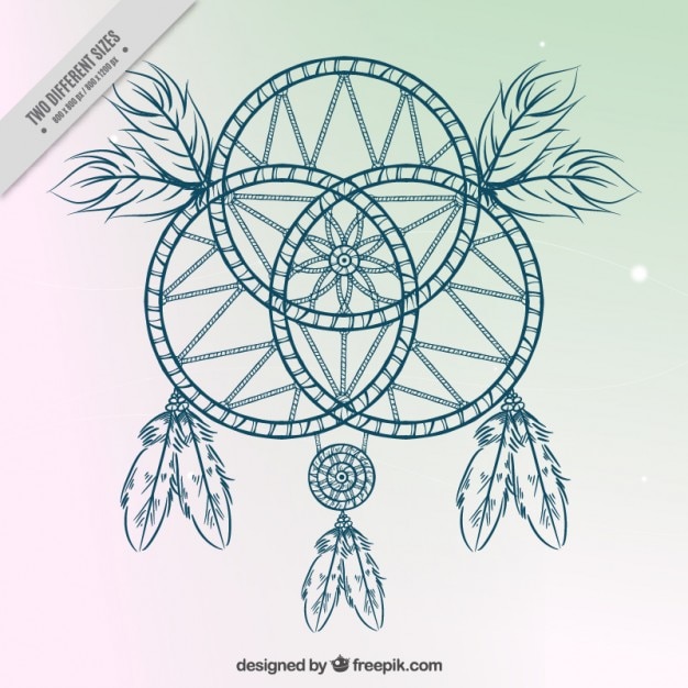 Hand Drawn Dream Catcher Sur Un Arrière-plan Simple