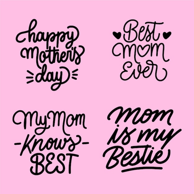 Vecteur hand drawn mother's day collection lettering