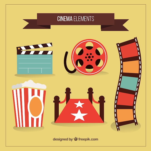 Hand Drawn Objets De Cinéma De Couleur