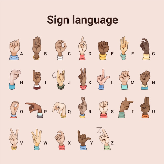 Vecteur hand drawn sign language collection illustration