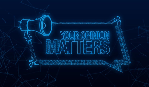 Hand Holding Megaphone avec votre opinion compte Megaphone banner Web design Plexus