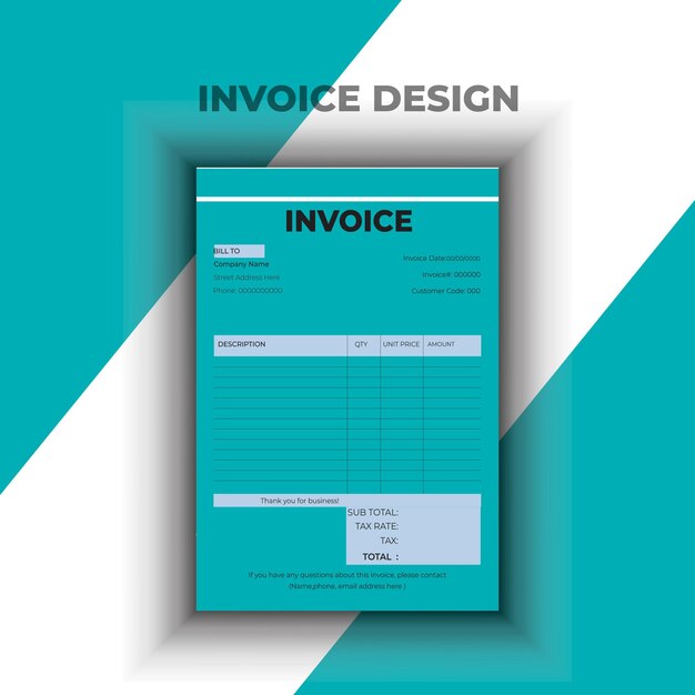 Handgezeichnetes Vorlagendesign Design de facture modèle de conception coloré et unique