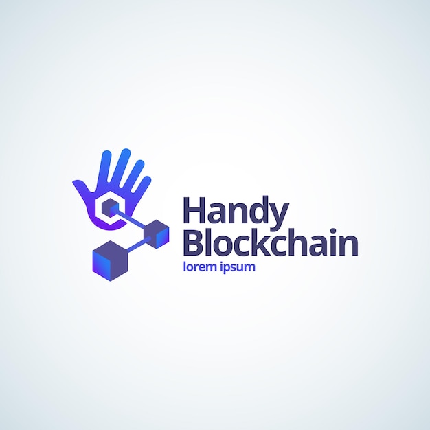 Handy Blockchain Technology Abstract Vector Signe, Symbole Ou Modèle De Logo.