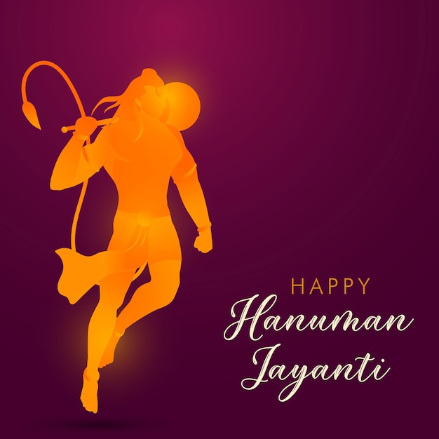 Vecteur hanuman jayanti silhouette dorée fond