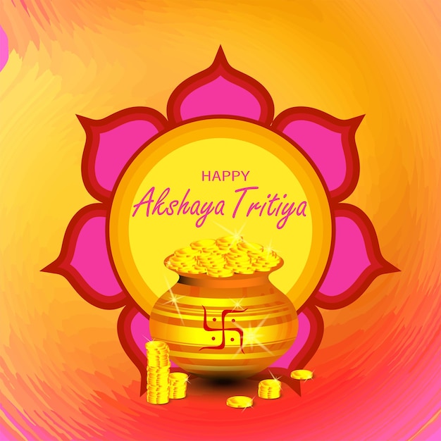 Happy Akshaya Tritiya Un Festival Indien Où Les Gens Achètent Des Bijoux En Or Illustration Vectorielle