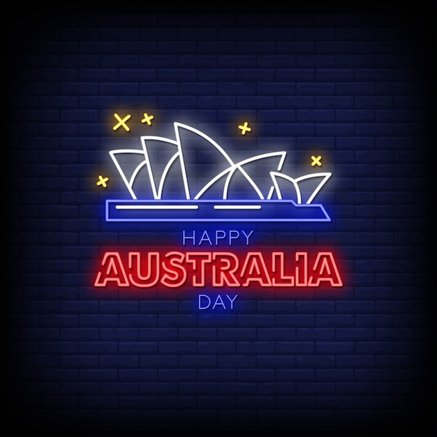 Happy Australia Day Neon Signs Style