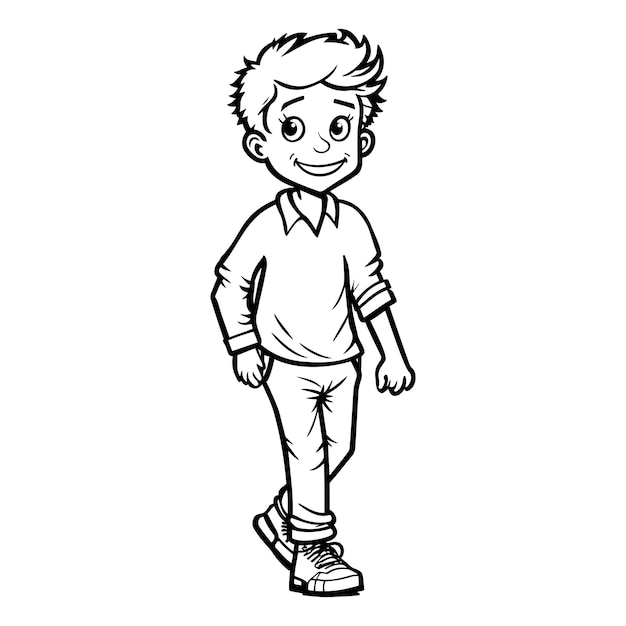 Happy Boy réveil page de coloriage Retour au concept de l'école Illustration vectorielle